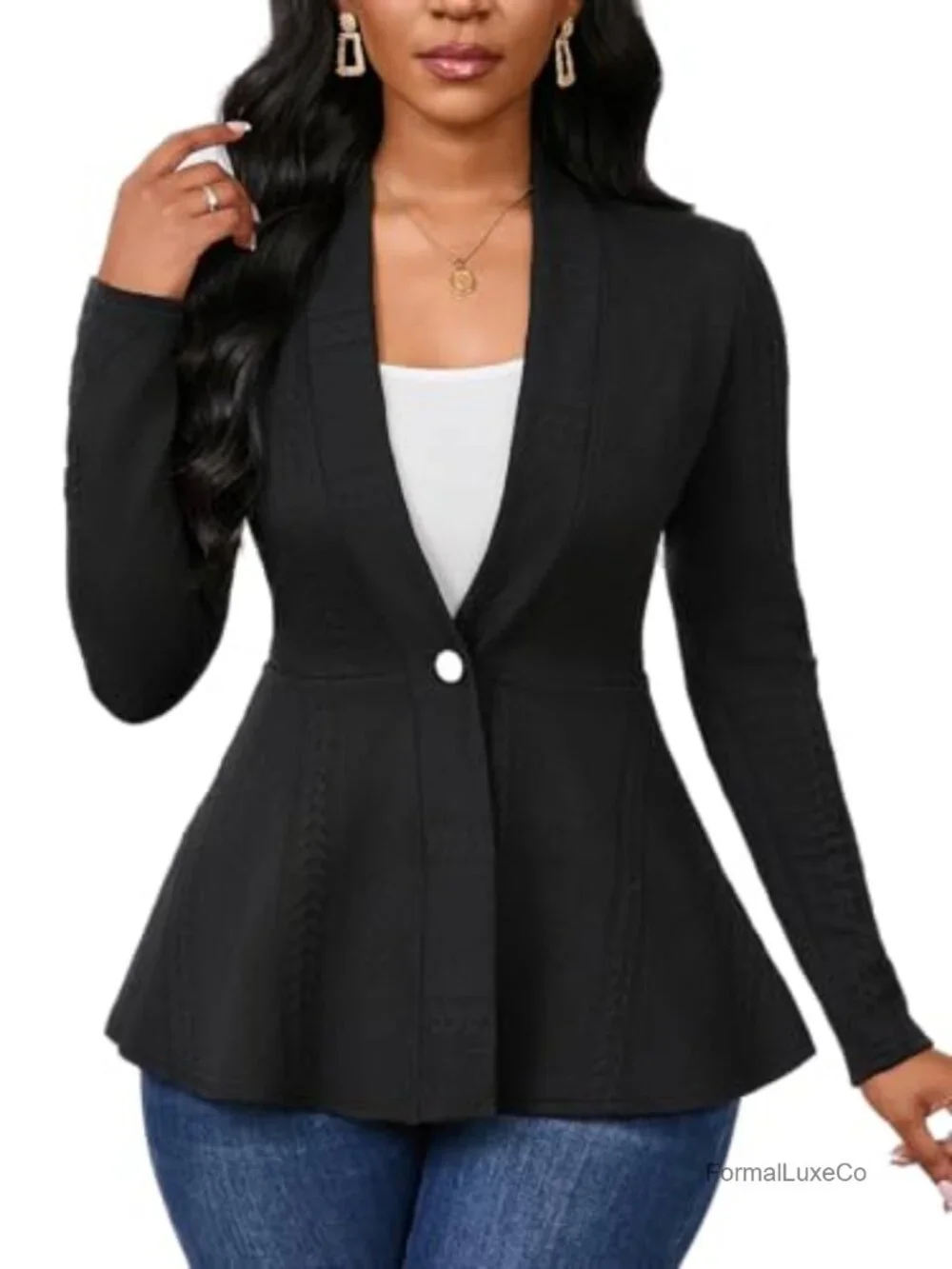 Casual Blazer Button Knit Lightweight Business Cardigan Jacket for Work